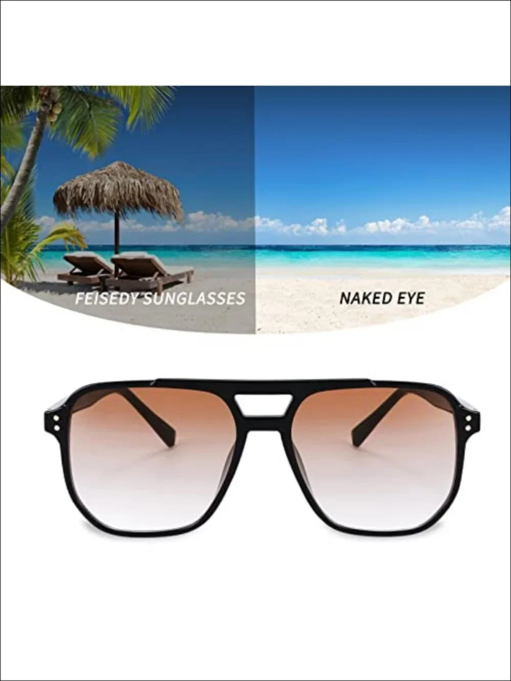 Retro Square Aviator Sunglasses UV400 Polarized Unisex 70s Vintage